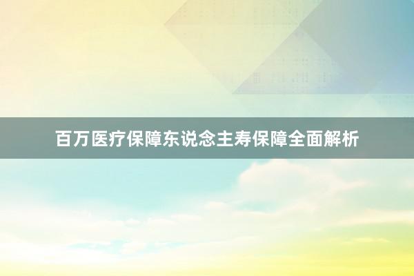 百万医疗保障东说念主寿保障全面解析